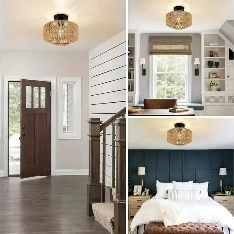 EcoDrop Natural Bamboo & Hemp Rope Pendant Light