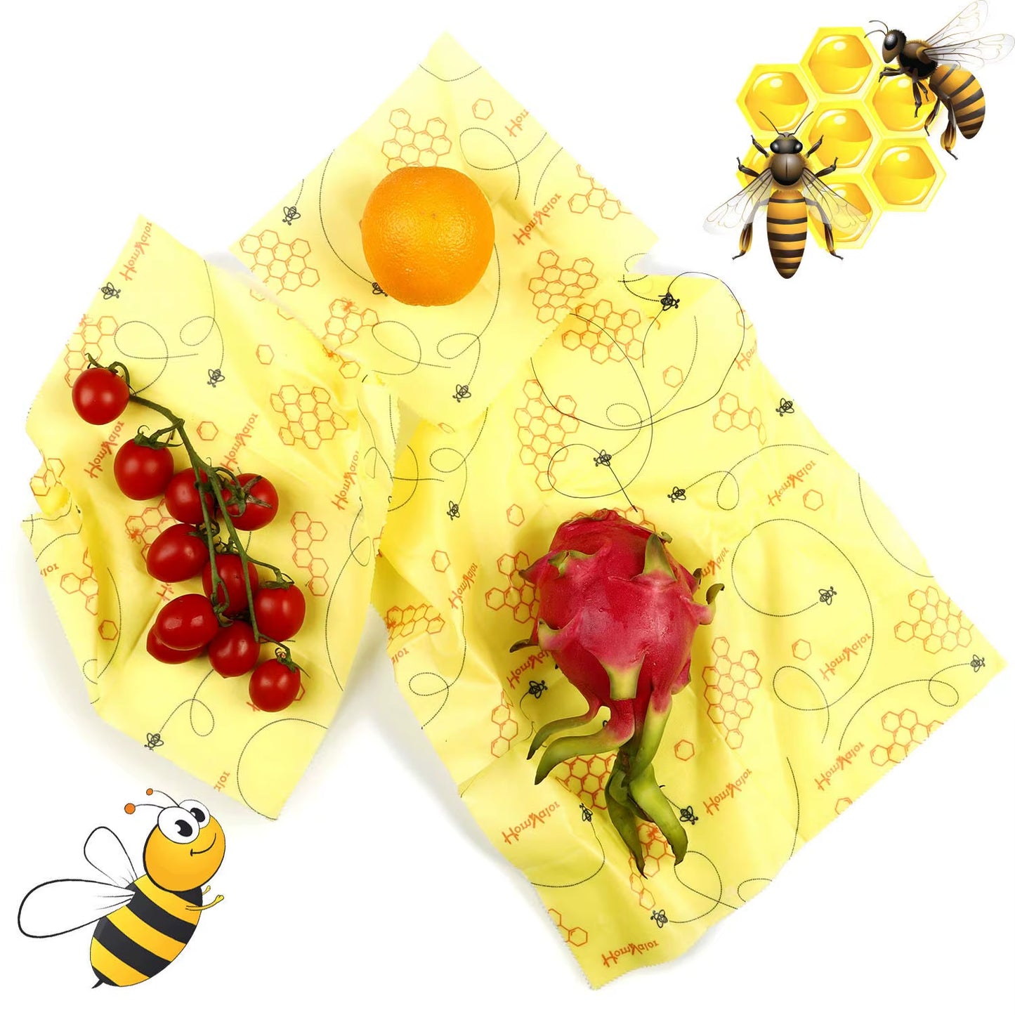 EcoDrop Reusable Beeswax Food Wraps –Organic & Eco-Friendly 3 Set