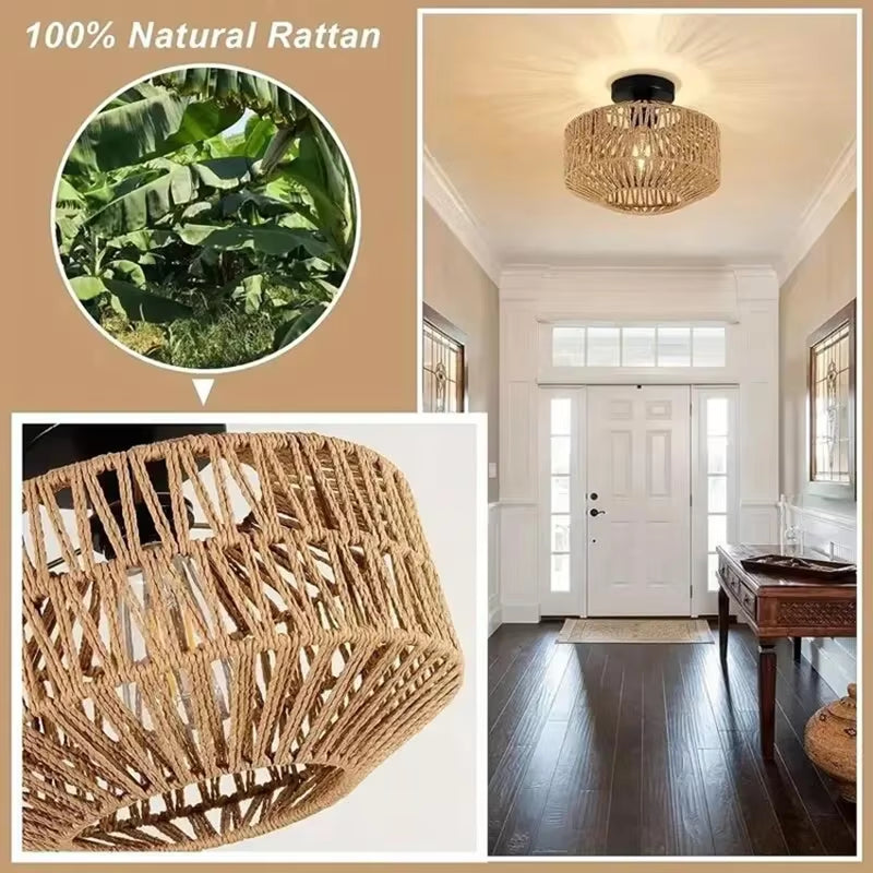 EcoDrop Natural Bamboo & Hemp Rope Pendant Light