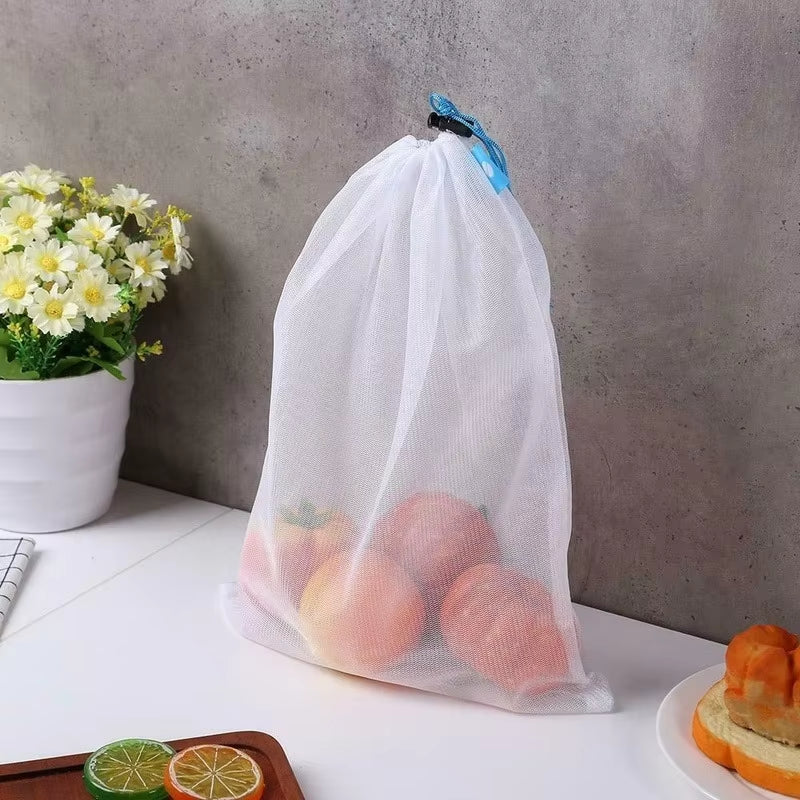 EcoDrop Reusable Mesh Produce Bags – 5-Pack Eco-Friendly Fruit & Veggie Storage Set