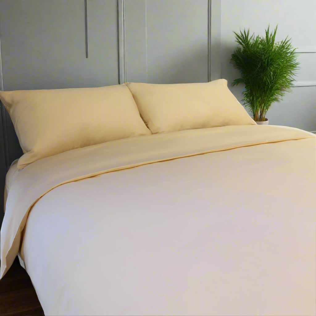EcoDrop Organic Cotton Bedding Set – GOTS Certified Quilt Cover & Flat Sheet (Queen/King)