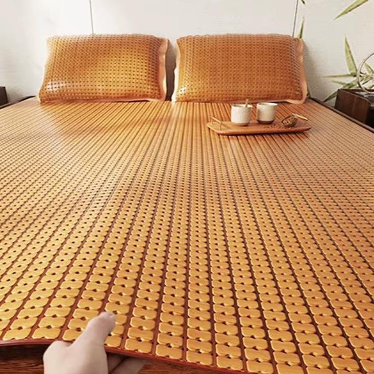 EcoDrop Natural Bamboo Mahjong Mat – Handmade Foldable Cooling Summer Mattress