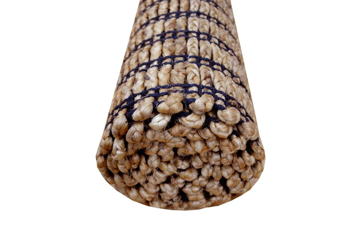 EcoDrop Handwoven Natural Jute Rug – Kochi 1129 in Natural Black (80x150cm)