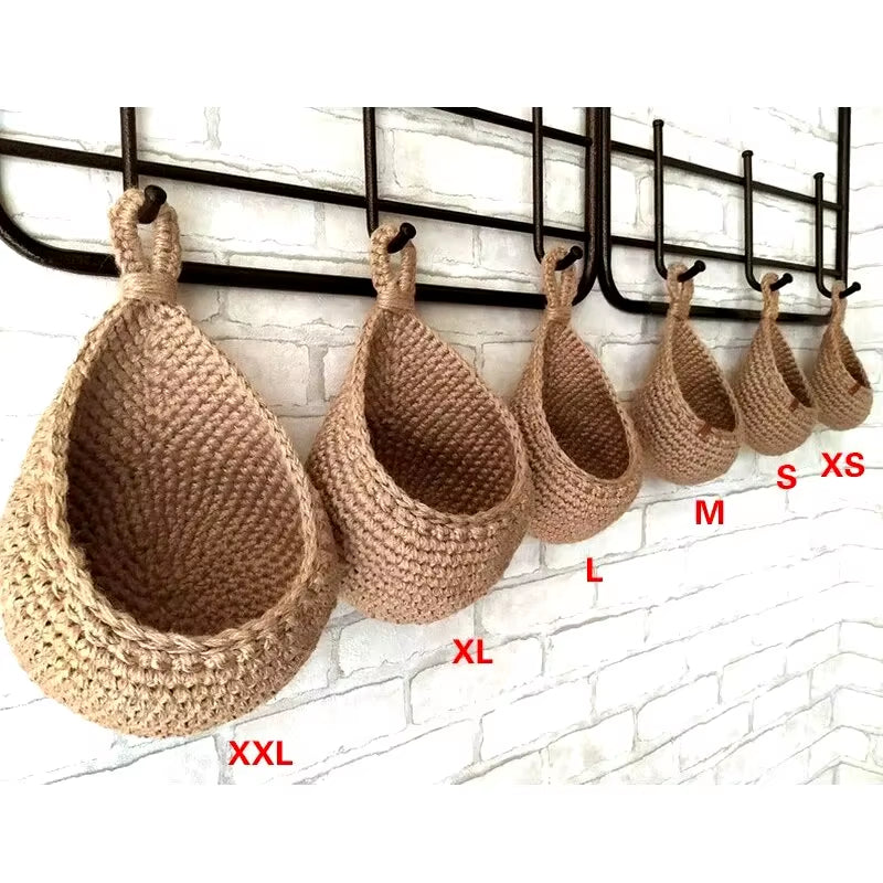 EcoDrop Wall-Mounted Natural Wicker Weave Storage Basket