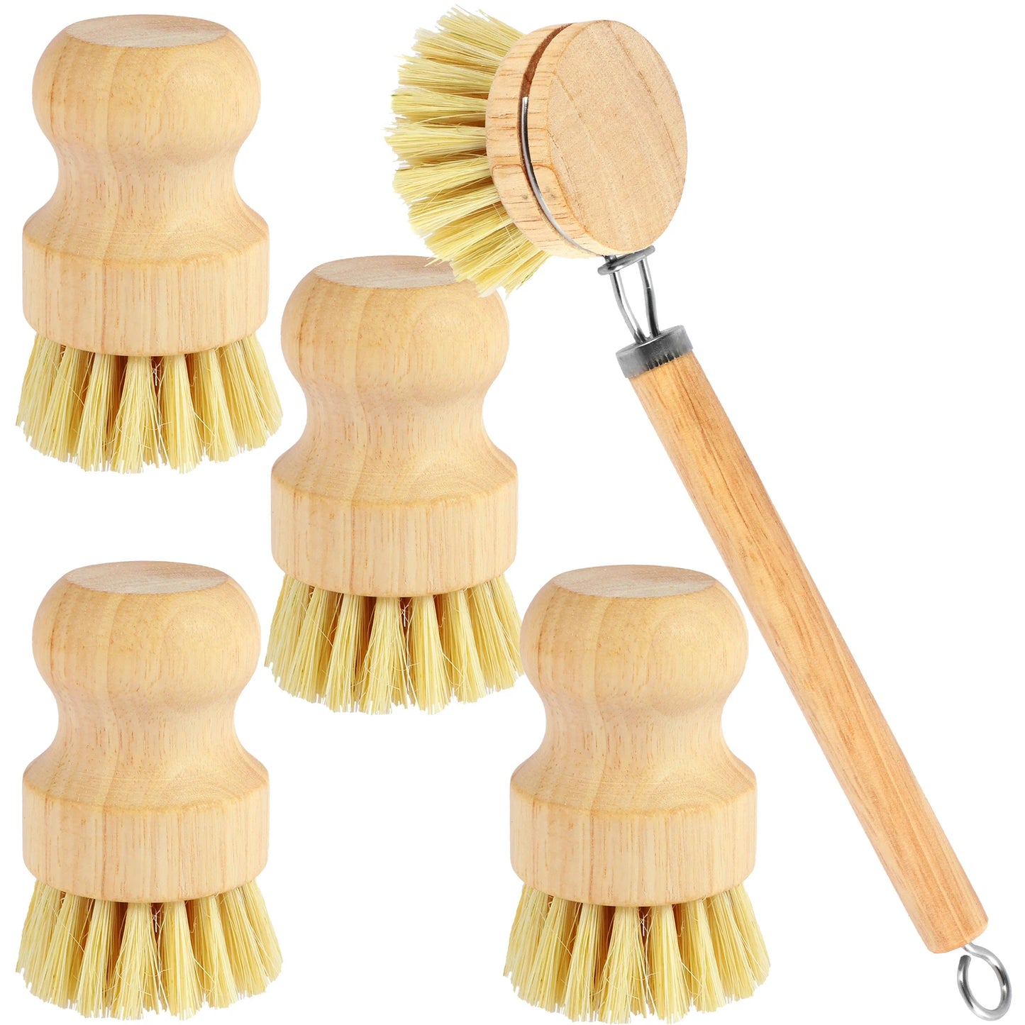 EcoDrop Bamboo Dish Brush Set - Natural Sisal Bristles