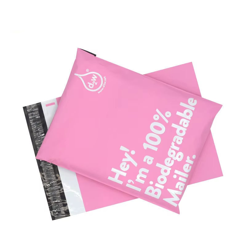 EcoDrop Certified Biodegradable Pink Mailer Bags – 50-Pack Eco-Friendly Compostable Shipping Pouches