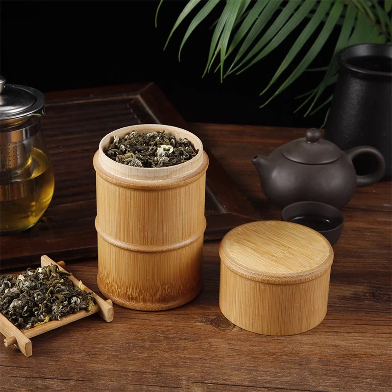EcoDrop Natural Bamboo Storage Box Set – Eco-Friendly Kitchen & Tea Organizer Canisters