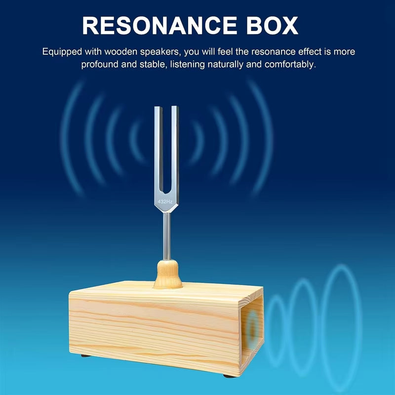 EcoDrop 432Hz Tuning Fork with Wooden Resonance Box – Sound Healing, Meditation & Relaxation Set