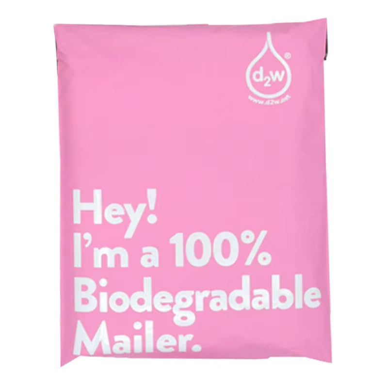 EcoDrop Certified Biodegradable Pink Mailer Bags – 50-Pack Eco-Friendly Compostable Shipping Pouches