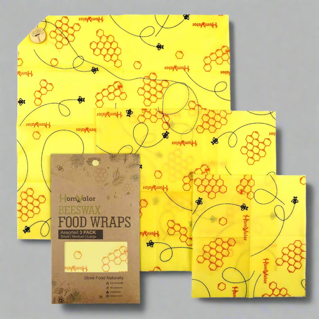 EcoDrop Reusable Beeswax Food Wraps –Organic & Eco-Friendly 3 Set