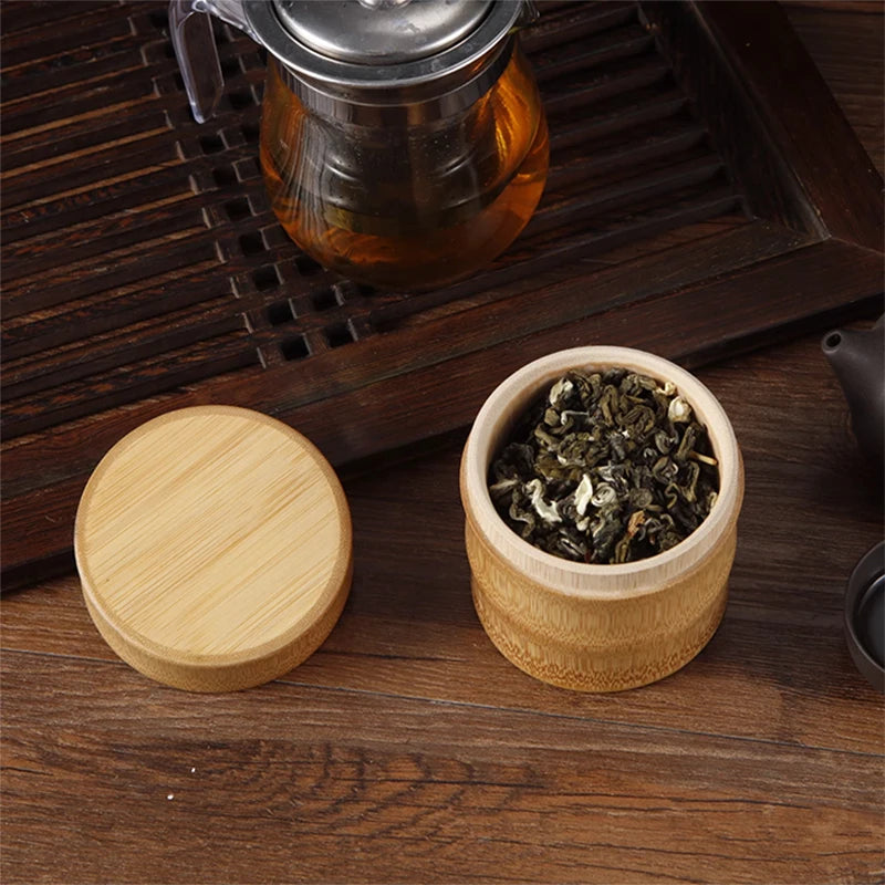 EcoDrop Natural Bamboo Storage Box Set – Eco-Friendly Kitchen & Tea Organizer Canisters
