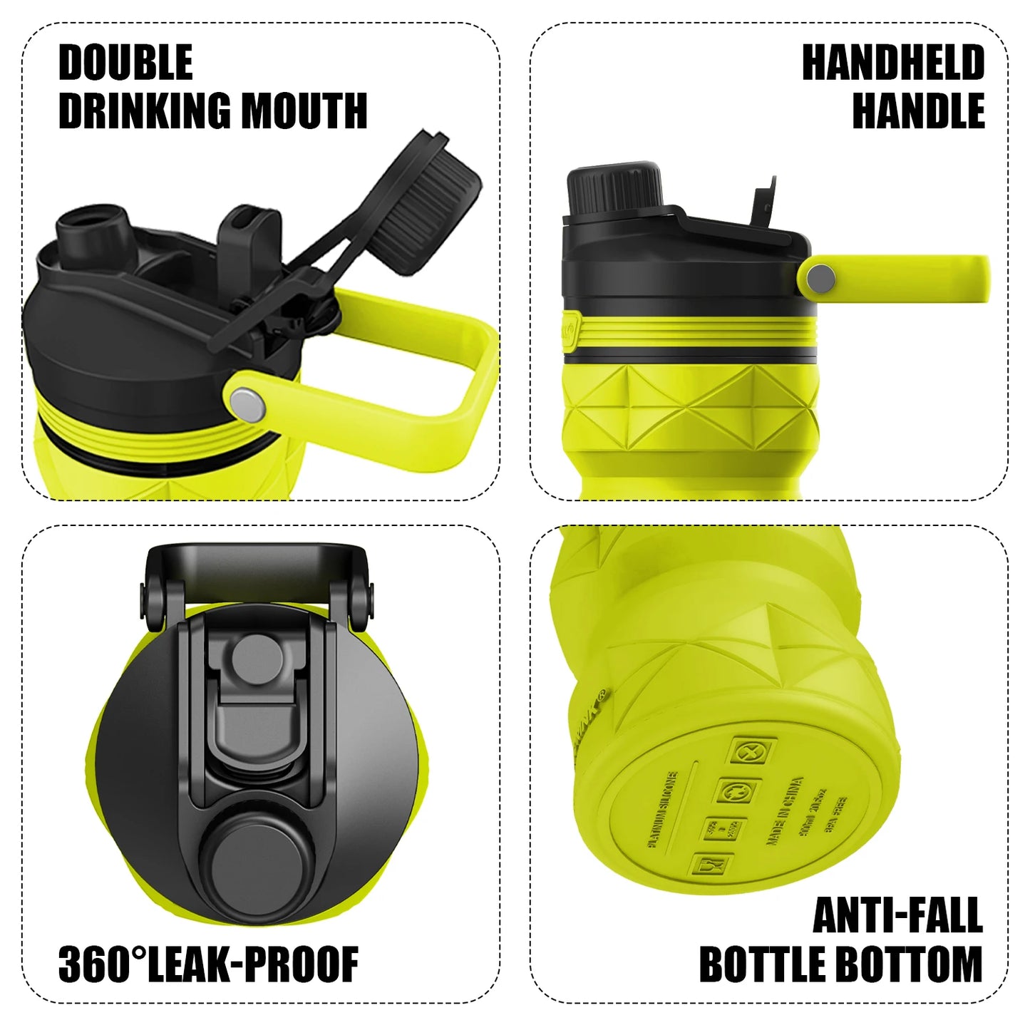 Collapsible Water Bottles Silicone Foldable Portable Travel Water Bottle Folding Lightweight Reusable Leakproof for Traveling-4