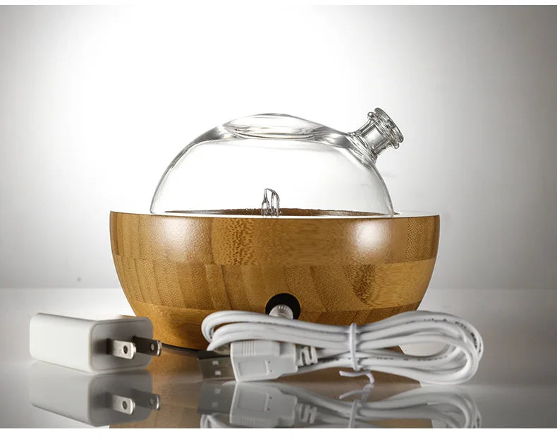EcoDrop Bamboo & Glass Ultrasonic Aroma Diffuser