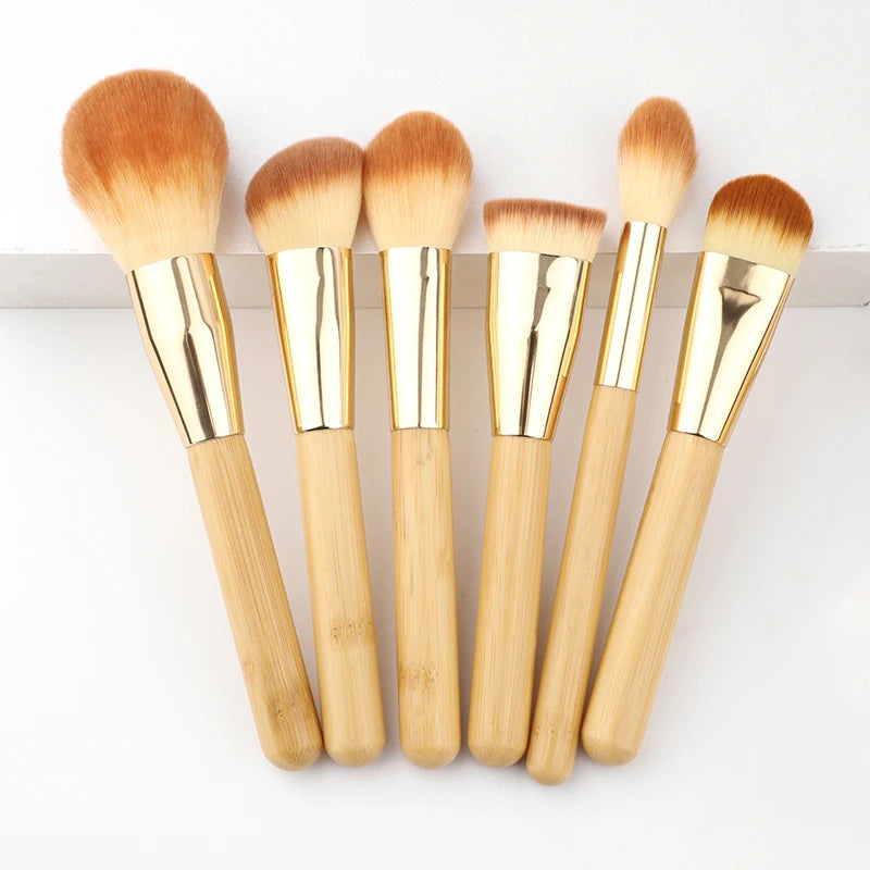 EcoDrop 18-Piece Gold Bamboo Makeup Brush Set-1