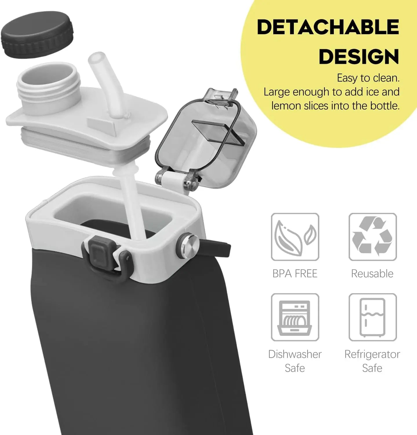 BPA Free 20 oz Foldable Reusable Sports Water Bottle and Fold up Gym Camping Silicone Sports Collapsible Water Bottle-1