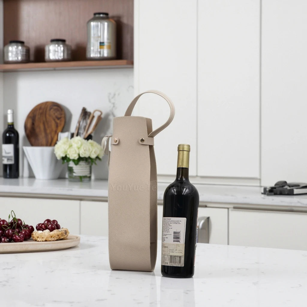 EcoDrop Vegan Leather Wine Bag – Stylish Reusable Wine Carrier for Travel, Beach & Corporate Gifting-1