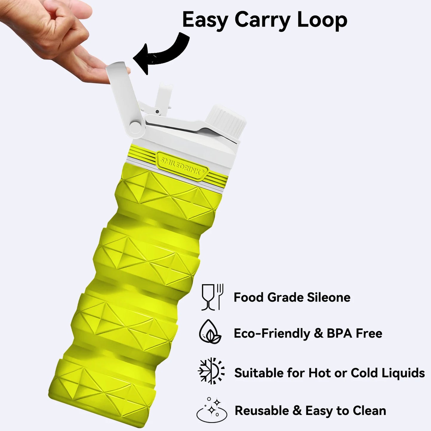 Collapsible Water Bottles Silicone Foldable Portable Travel Water Bottle Folding Lightweight Reusable Leakproof for Traveling-5