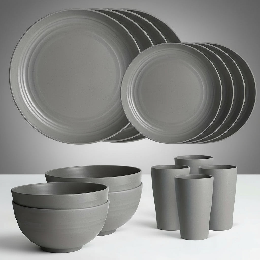 EcoDrop 16Pcs Wheat Straw Dinnerware Set