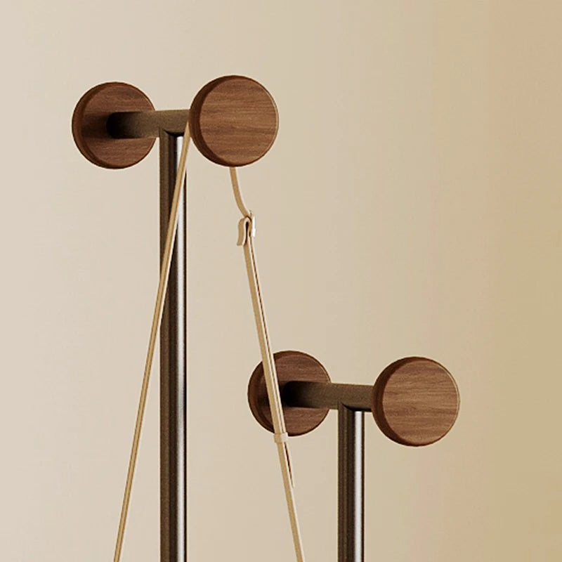 Stainless Steel & Wooden Base Freestanding Coat Rack Hall Tree Space-Saving Metal Clothes/Hat Stand & Clothing Organizer-3