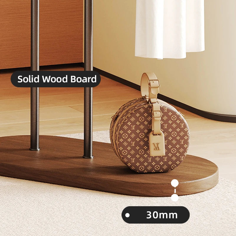 Stainless Steel & Wooden Base Freestanding Coat Rack Hall Tree Space-Saving Metal Clothes/Hat Stand & Clothing Organizer-5