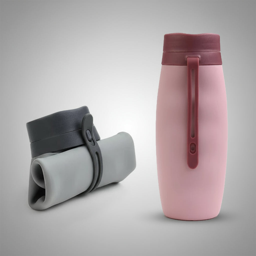 Beeman Eco Reusable Foldable Collapsible Water Bottle Silicone Handle Holder Travel Sport Water Bottle-0