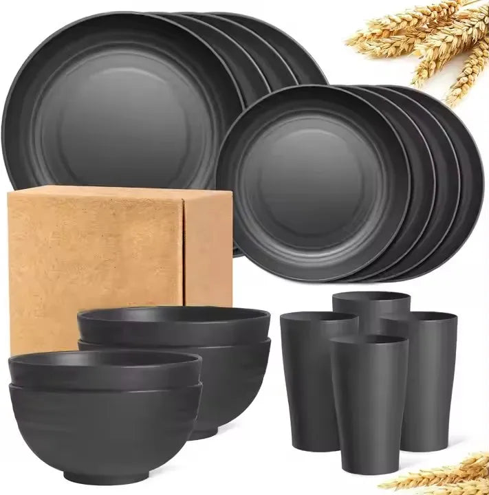 EcoDrop 16Pcs Wheat Straw Dinnerware Set