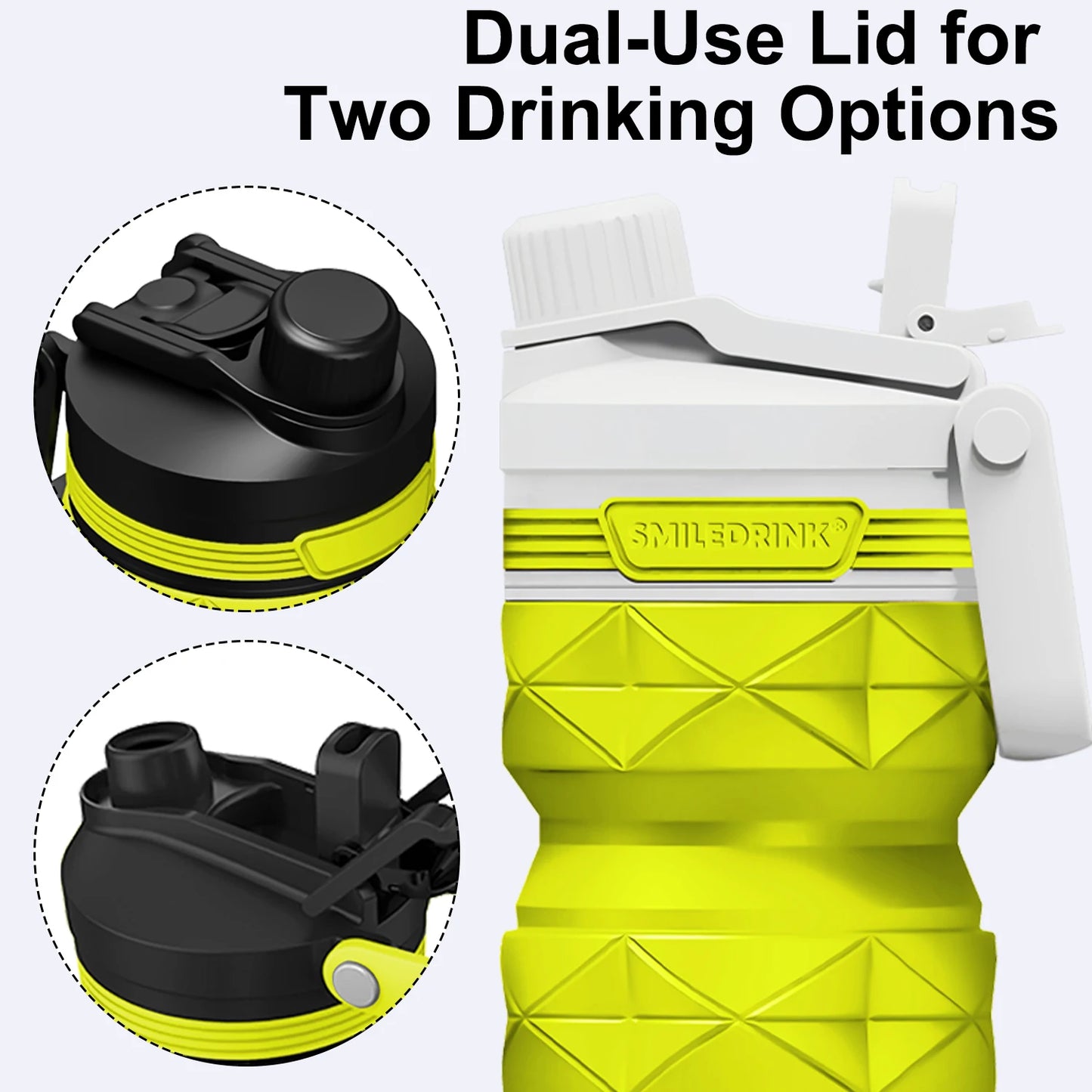 Collapsible Water Bottles Silicone Foldable Portable Travel Water Bottle Folding Lightweight Reusable Leakproof for Traveling-3