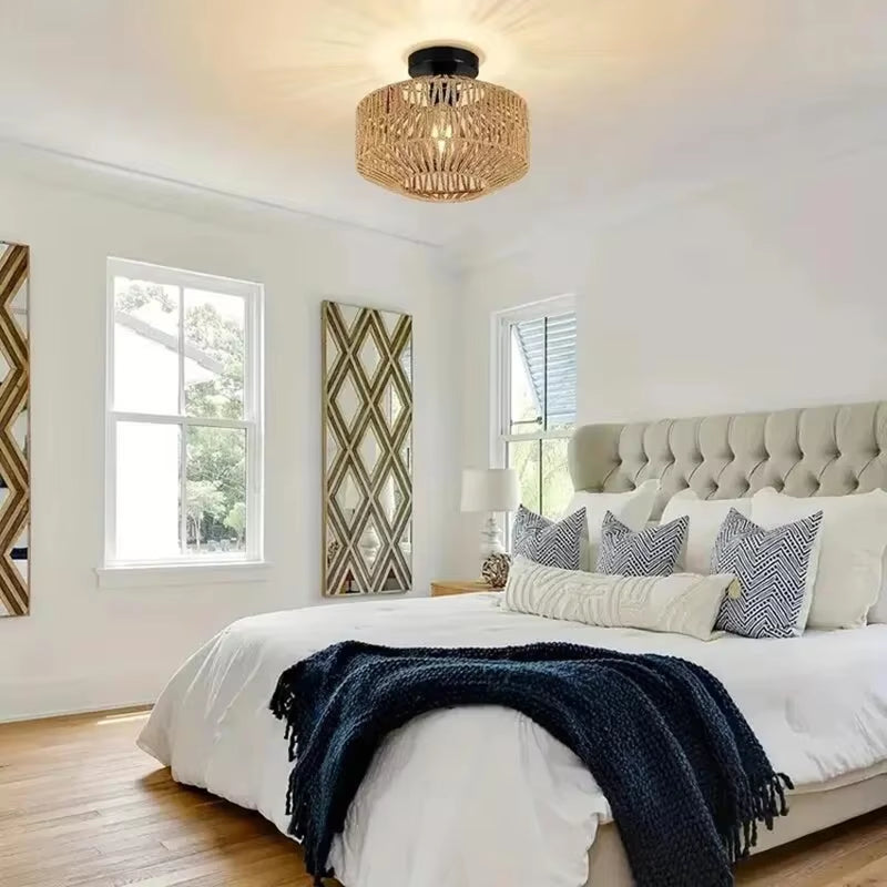 EcoDrop Natural Bamboo & Hemp Rope Pendant Light
