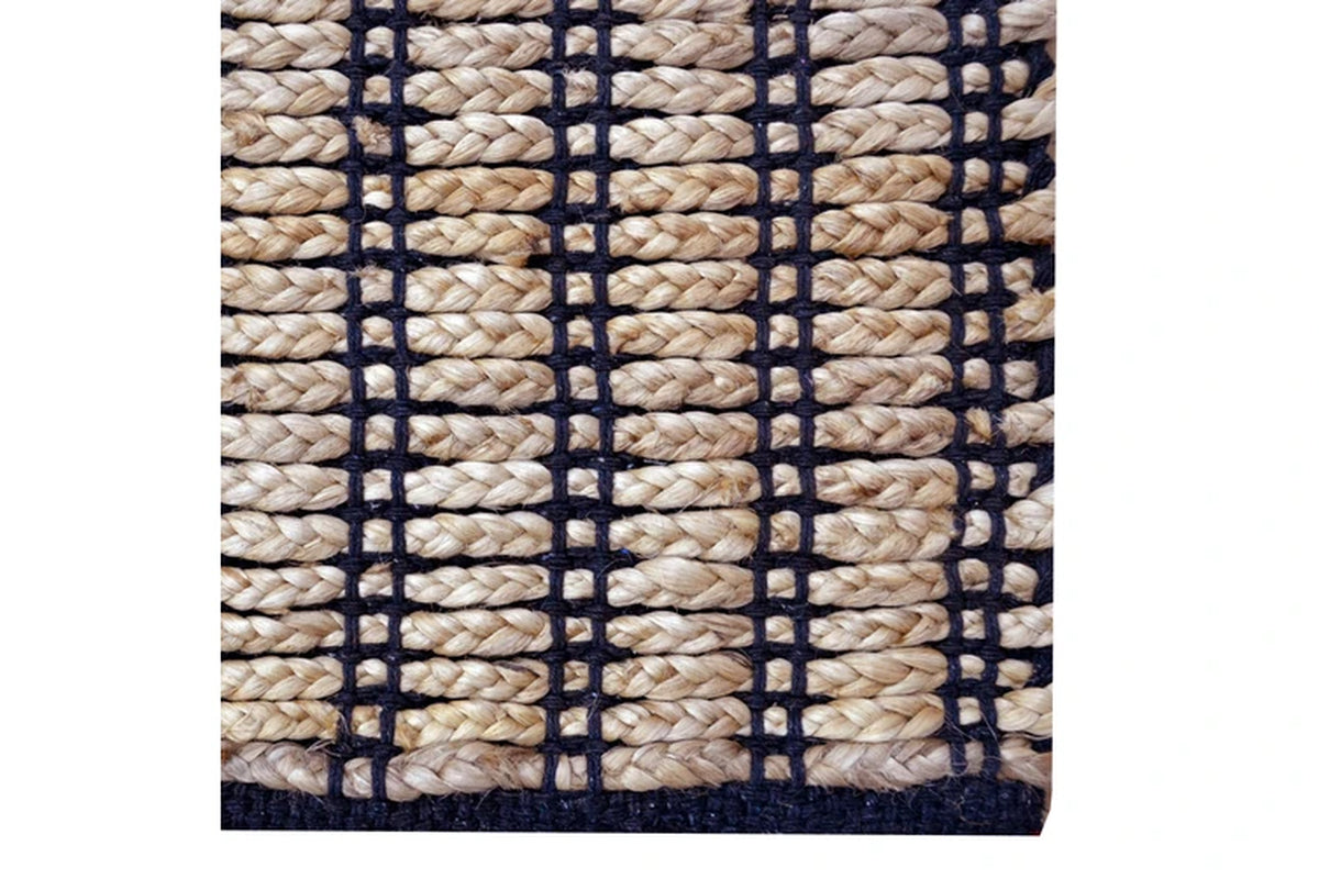 EcoDrop Handwoven Natural Jute Rug – Kochi 1129 in Natural Black (80x150cm)