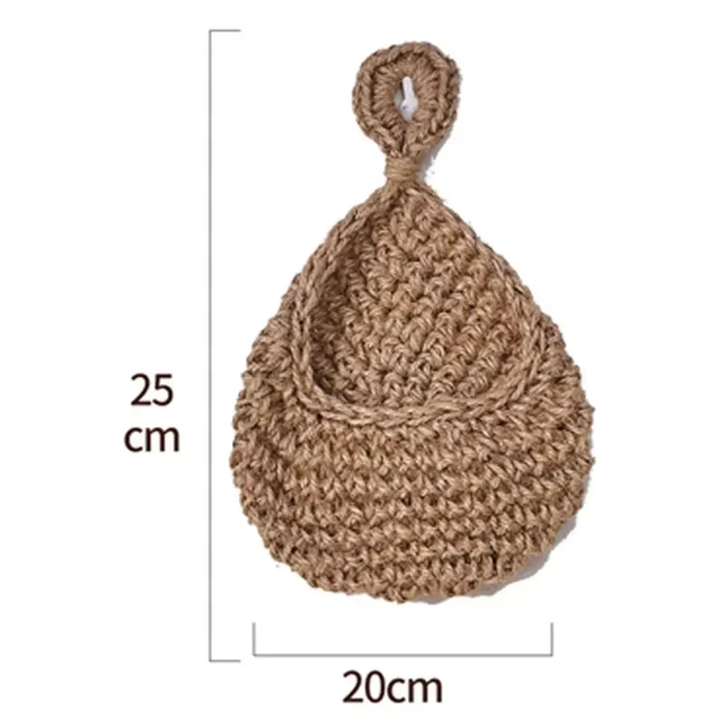 EcoDrop Wall-Mounted Natural Wicker Weave Storage Basket