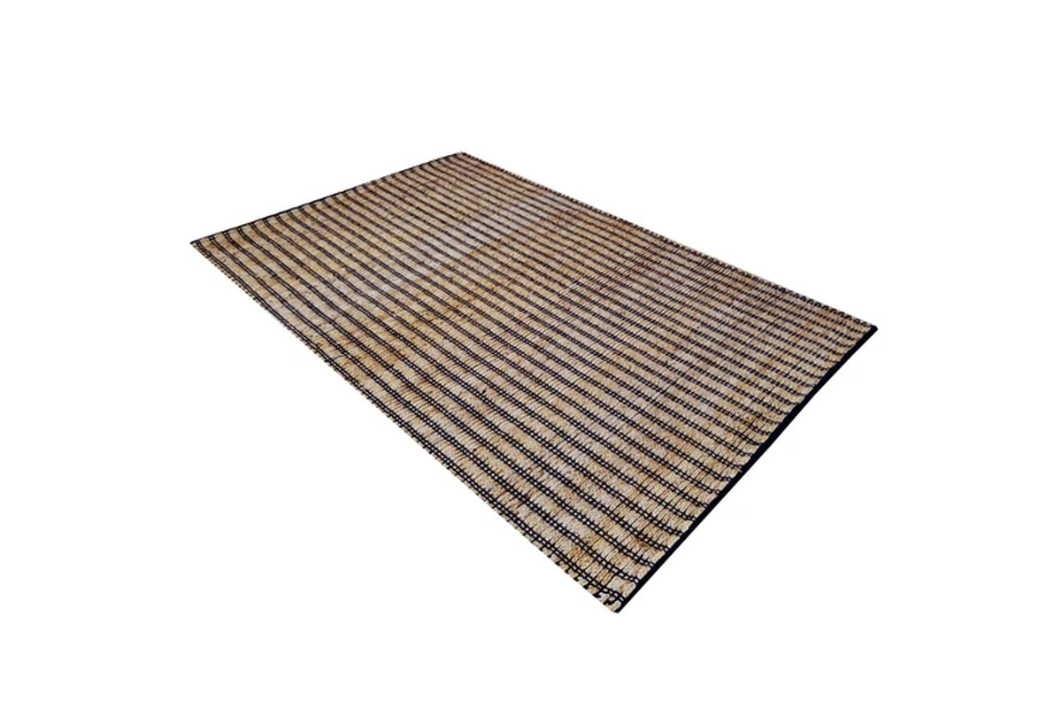 EcoDrop Handwoven Natural Jute Rug – Kochi 1129 in Natural Black (80x150cm)