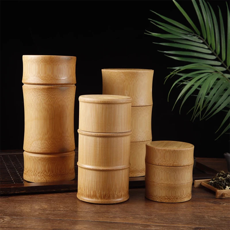 EcoDrop Natural Bamboo Storage Box Set – Eco-Friendly Kitchen & Tea Organizer Canisters