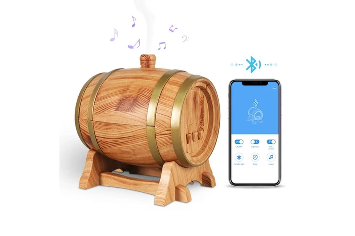 EcoDrop 350ml Bluetooth Aromatherapy Diffuser – Ultrasonic Humidifier with LED Light & Essential Oils (Oak Wood)