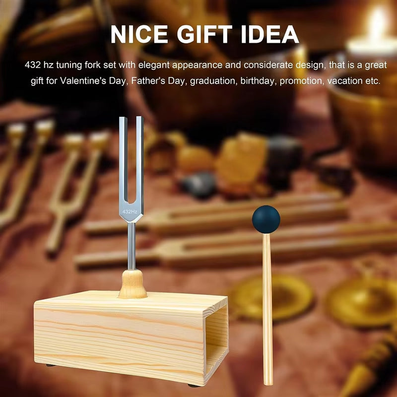EcoDrop 432Hz Tuning Fork with Wooden Resonance Box – Sound Healing, Meditation & Relaxation Set