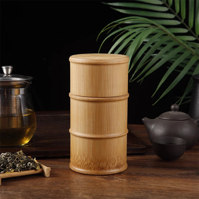 EcoDrop Natural Bamboo Storage Box Set – Eco-Friendly Kitchen & Tea Organizer Canisters