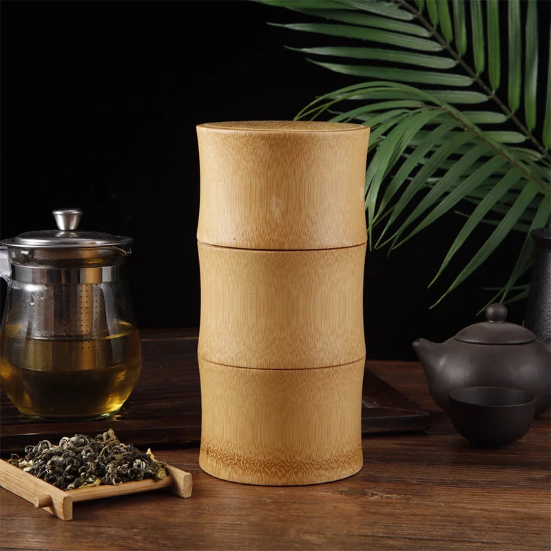 EcoDrop Natural Bamboo Storage Box Set – Eco-Friendly Kitchen & Tea Organizer Canisters