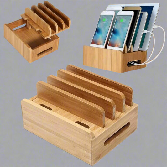 EcoDrop Bamboo Multi-Device Charging Station & Dock Organiser