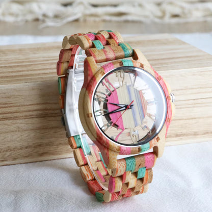 EcoDrop Colorful Bamboo Men’s Watch – A Timeless Gift Crafted by Nature