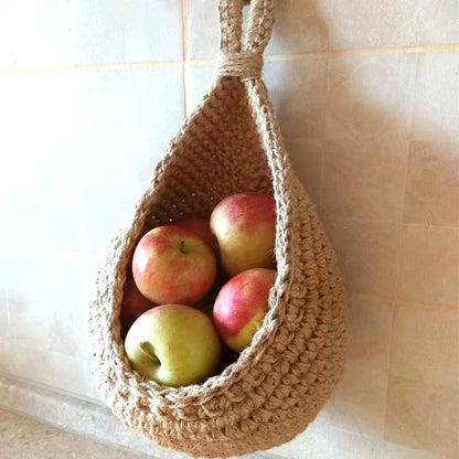 EcoDrop Wall-Mounted Natural Wicker Weave Storage Basket 