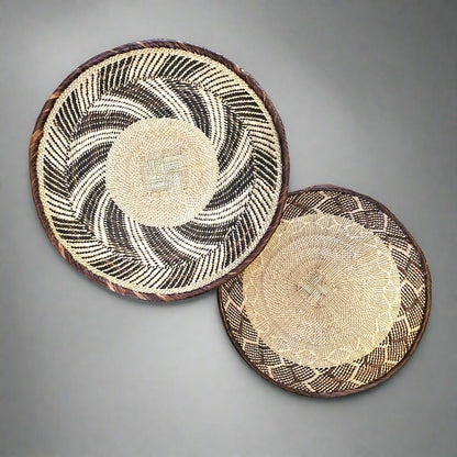 Set of 2 Handmade African Wall Baskets | Zimbabwe Baskets | Boho Wall Decor | 2A-0