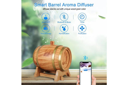 EcoDrop 350ml Bluetooth Aromatherapy Diffuser – Ultrasonic Humidifier with LED Light & Essential Oils (Oak Wood)