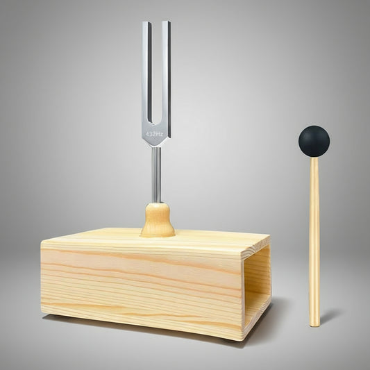 EcoDrop 432Hz Tuning Fork with Wooden Resonance Box – Sound Healing, Meditation & Relaxation Set
