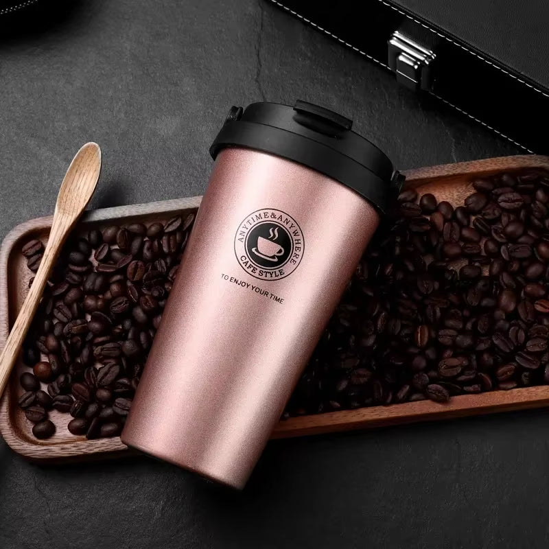 EcoDrop 500ml Insulated Travel Coffee Cup – Leak-Proof Stainless Steel Thermos Mug for Conscious Coffee Lovers