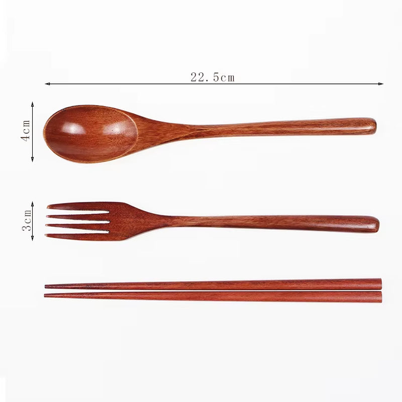 EcoDrop Wooden Cutlery Travel Set – Spoon, Fork & Chopsticks