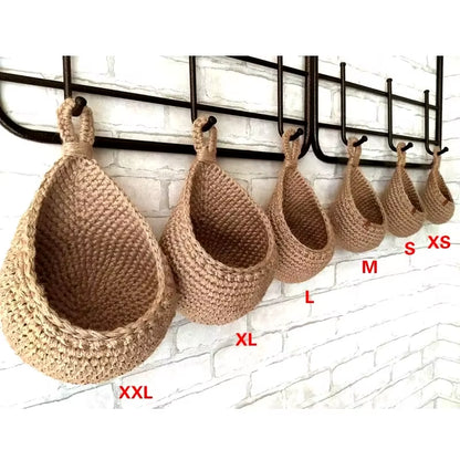EcoDrop Wall-Mounted Natural Wicker Weave Storage Basket 