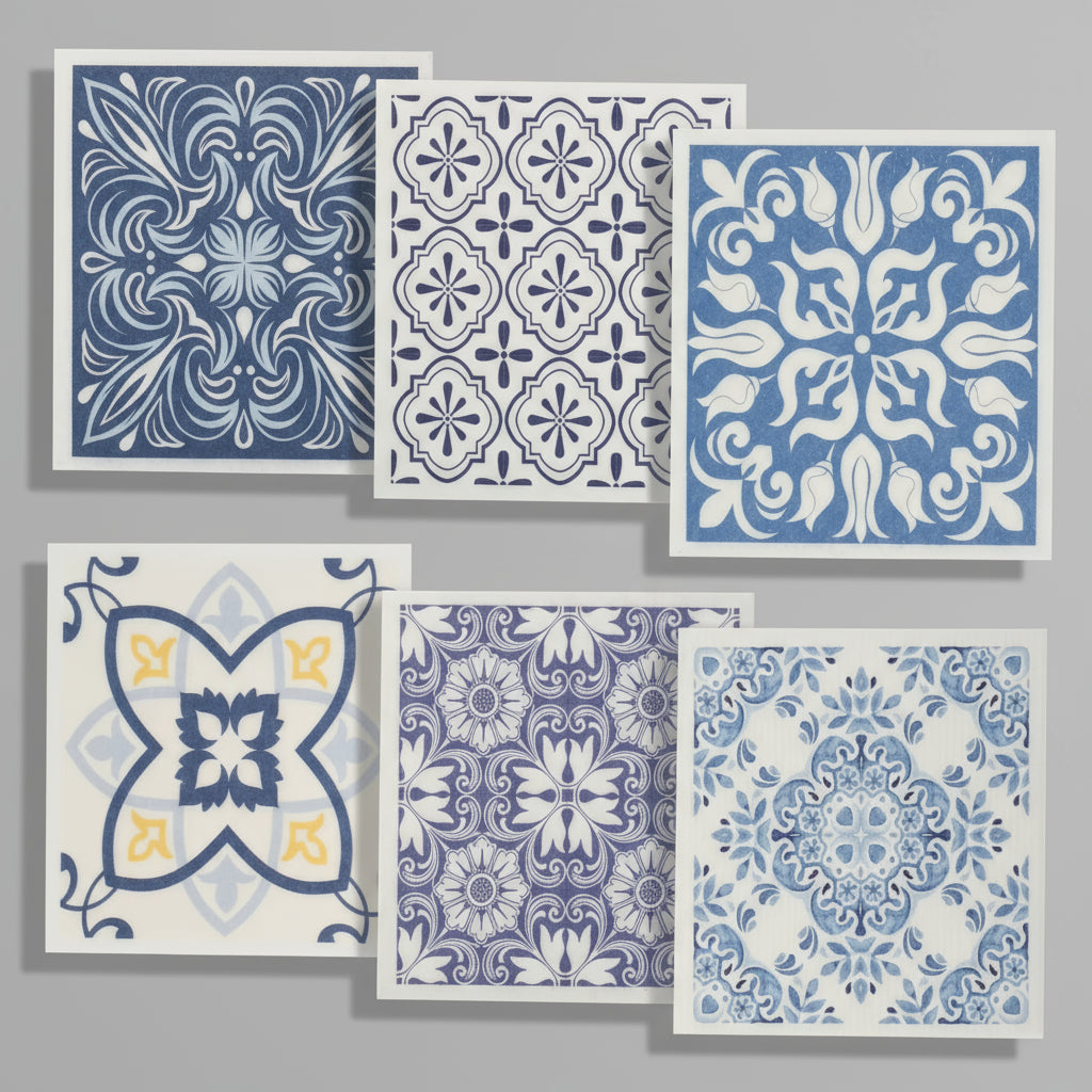 EcoDrop Reusable Swedish Dishcloths – 5/6-Pack Eco-Friendly Cellulose Cleaning Towels