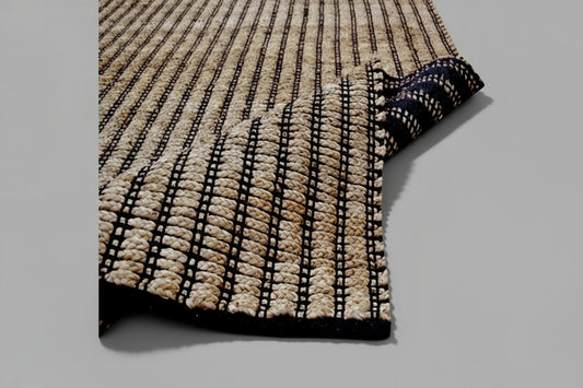 EcoDrop Handwoven Natural Jute Rug – Kochi 1129 in Natural Black (80x150cm)