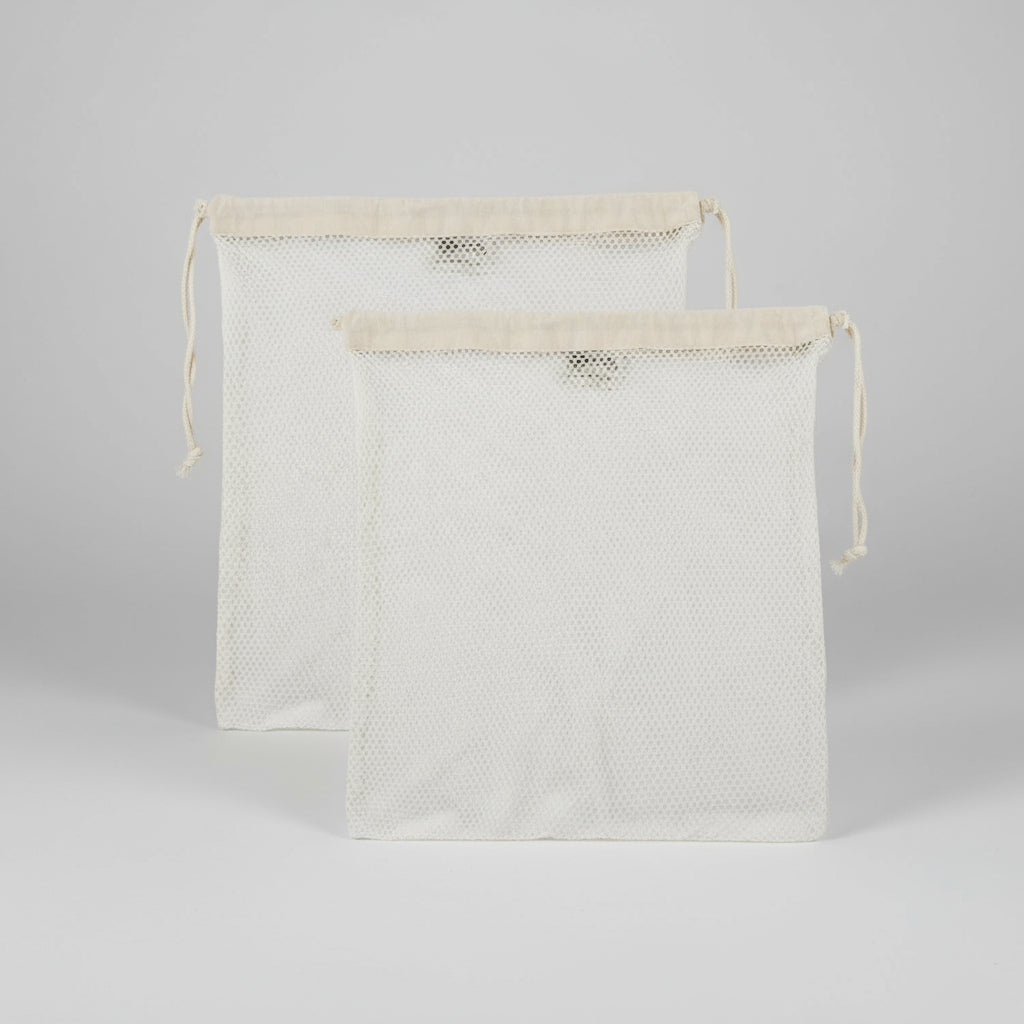EcoDrop Organic Cotton Mesh Laundry Bags - 2-Pack GOTS Certified Delicate Wash Bags