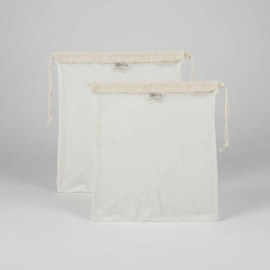 EcoDrop Organic Cotton Mesh Laundry Bags - 2-Pack GOTS Certified Delicate Wash Bags
