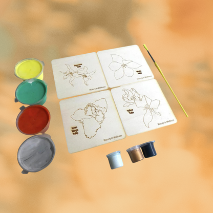 Botanical Plywood Coasters with Adult Coloring Designs, Nature-Inspired Coloring Activity, Home Decor | by Victory In Wellness-3